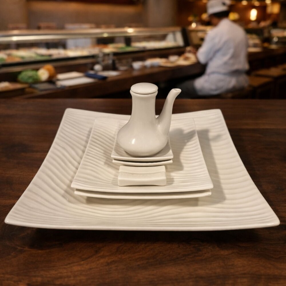 VINTAGE 9 Pce Sushi Set | Soy Sauce, Chopstick Holders, Wasabi, Serving, Single